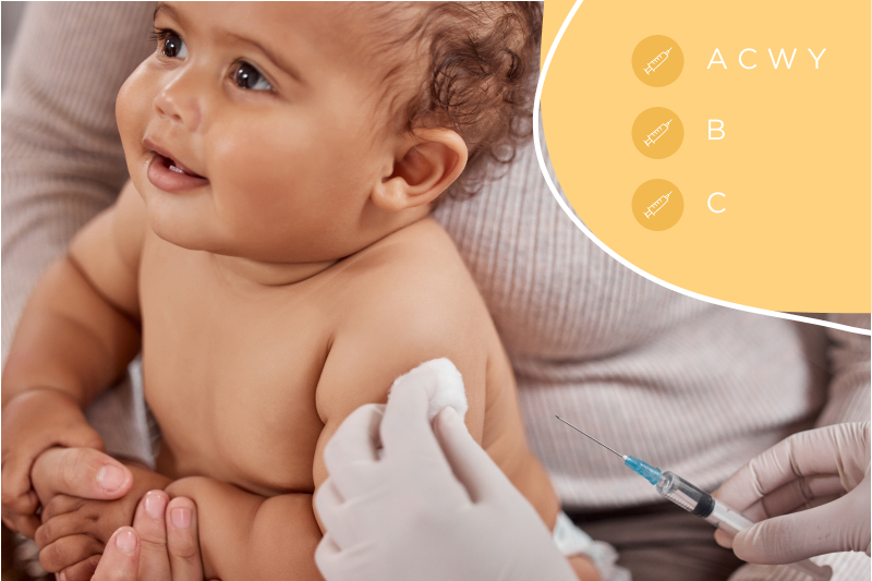 Baby wordt gevaccineerd tegen meningitis door meningokokken Baby wordt gevaccineerd tegen meningitis door meningokokken